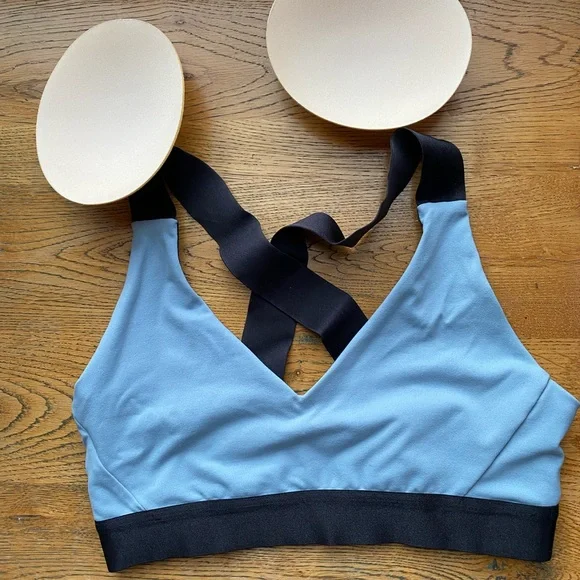 Senita Athletics Sports Flex Bra Steel Blue S Light Blue Gray with Black Cross - Picture 5 of 8